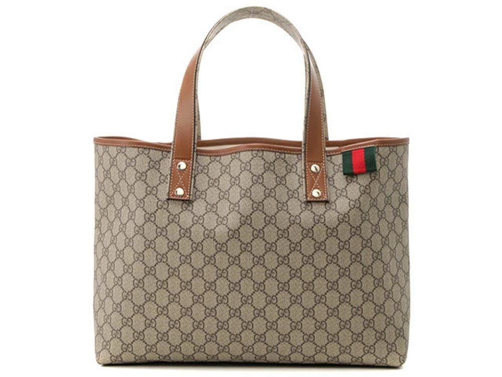 Gucci Tote Bag Sherry GG Supreme Beige Cream Calfskin
